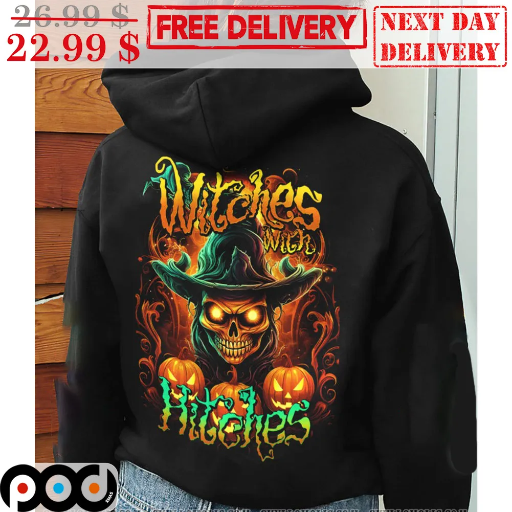Skull Witches With Hiches Halloween Horror 2023 Shirt
