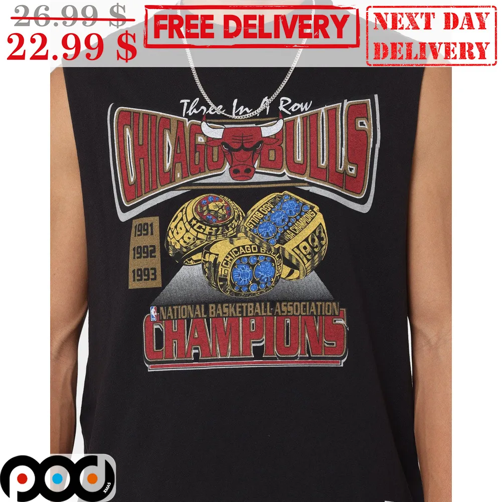Three In A Row Chicago Bulls NBA Champions Vintage Shirt