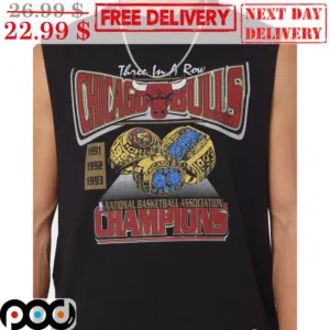 Three In A Row Chicago Bulls NBA Champions Vintage Shirt