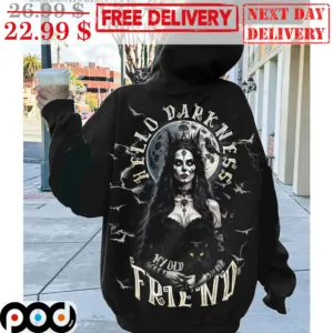 Witch Hello Darkness My Old Friend Moon Cat Shirt