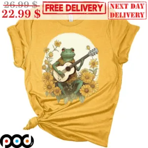 Frog Playing Guitar Sunflower Vintage Shirt