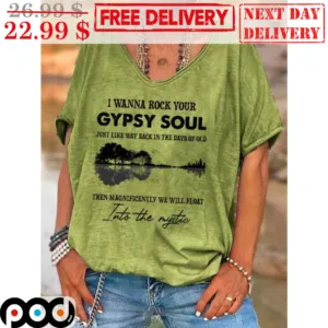 Guitar I Wanna Rock Your Gypsy Soul Just Like The Way Back In The Days Of Old Then Magnificently We Will Float Into The Mystic Vintage Shirt