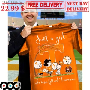 Just A Girl Who Loves Fall And Tennessee Snoppy And Friends Shirt