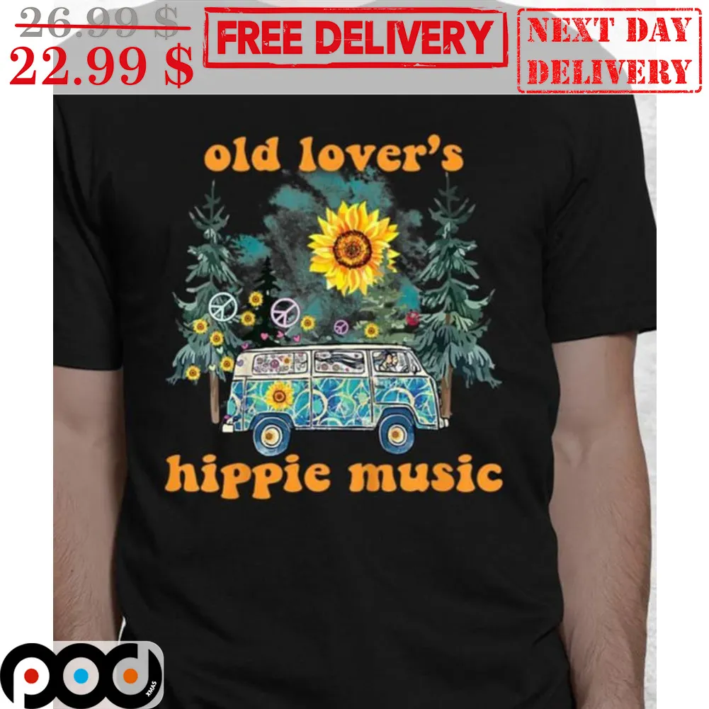 Old Lover's Hippie Music Vintage Sunflower Car Shirt