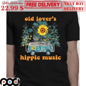 Old Lover's Hippie Music Vintage Sunflower Car Shirt