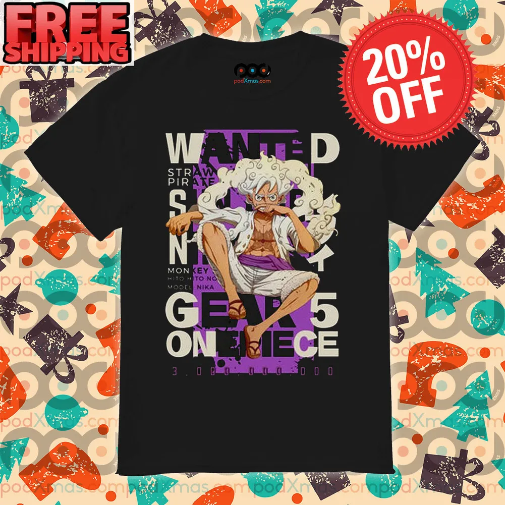 Wanted Straw Pirate Sun God Nika Form Luffy Shirt