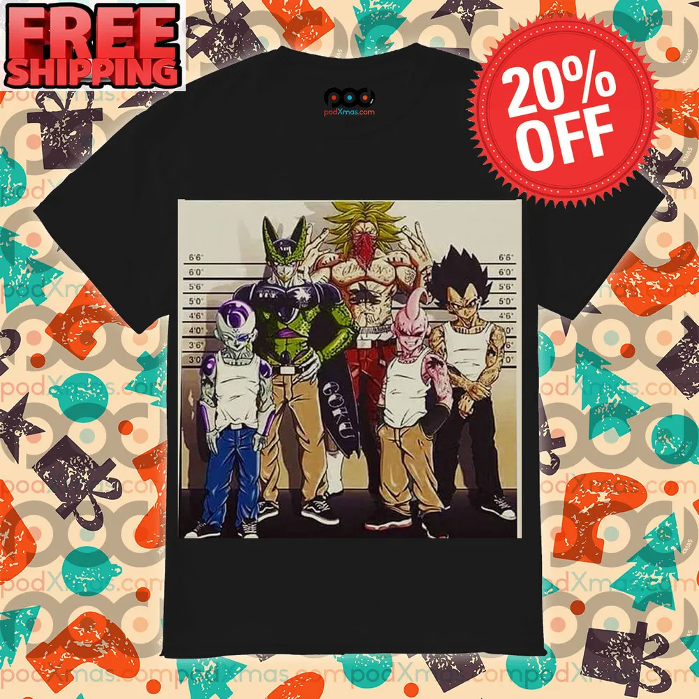 Villain Frieza Cell Broly Majin Buu Vegeta Gangster Pose Shirt