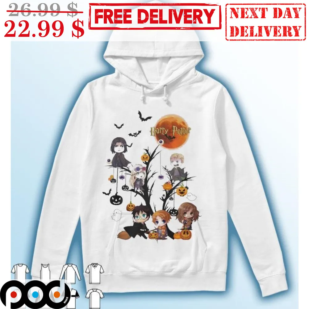 Harry Poster Characters Chibi Cute On Tree Halloween 2023 Shirt