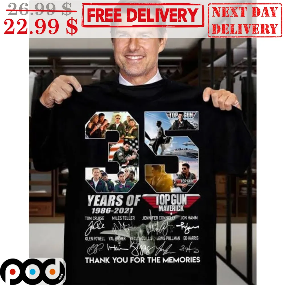 Tom Cruise 35 Years Of Top Gun Maverick Signature Tank You For The Memories Vintage Shirt