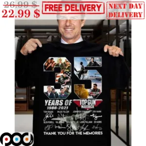 Tom Cruise 35 Years Of Top Gun Maverick Signature Tank You For The Memories Vintage Shirt