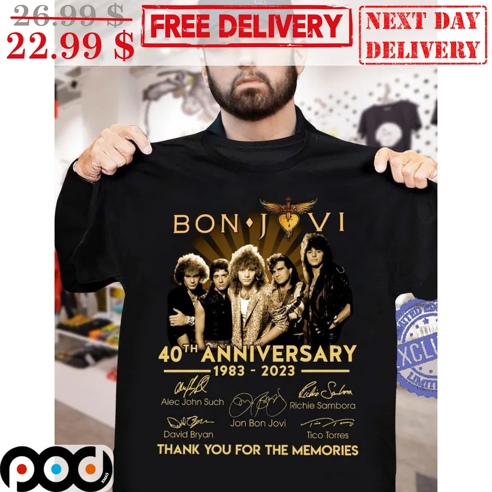 Bon Jovi 40th Anniversary 1983-2023 Thank You For The Memories Signature Shirt