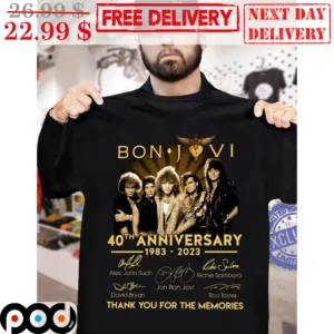 Bon Jovi 40th Anniversary 1983-2023 Thank You For The Memories Signature Shirt