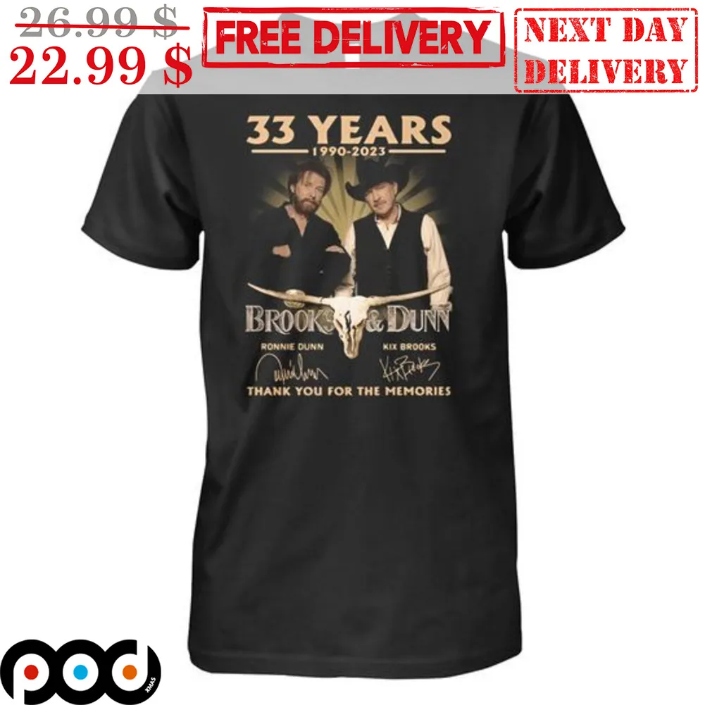 33 Years 1990-2023 Brook & Dunn Signature Thank You For The Memories Shirt