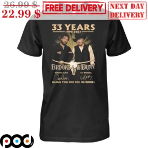 33 Years 1990-2023 Brook & Dunn Signature Thank You For The Memories Shirt