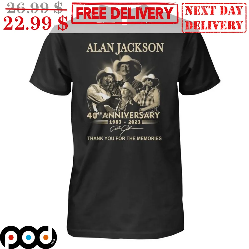 Alan Jackson 40th Anniversary 1983-2023 Thank You For The Memories Signature Vintage Shirt