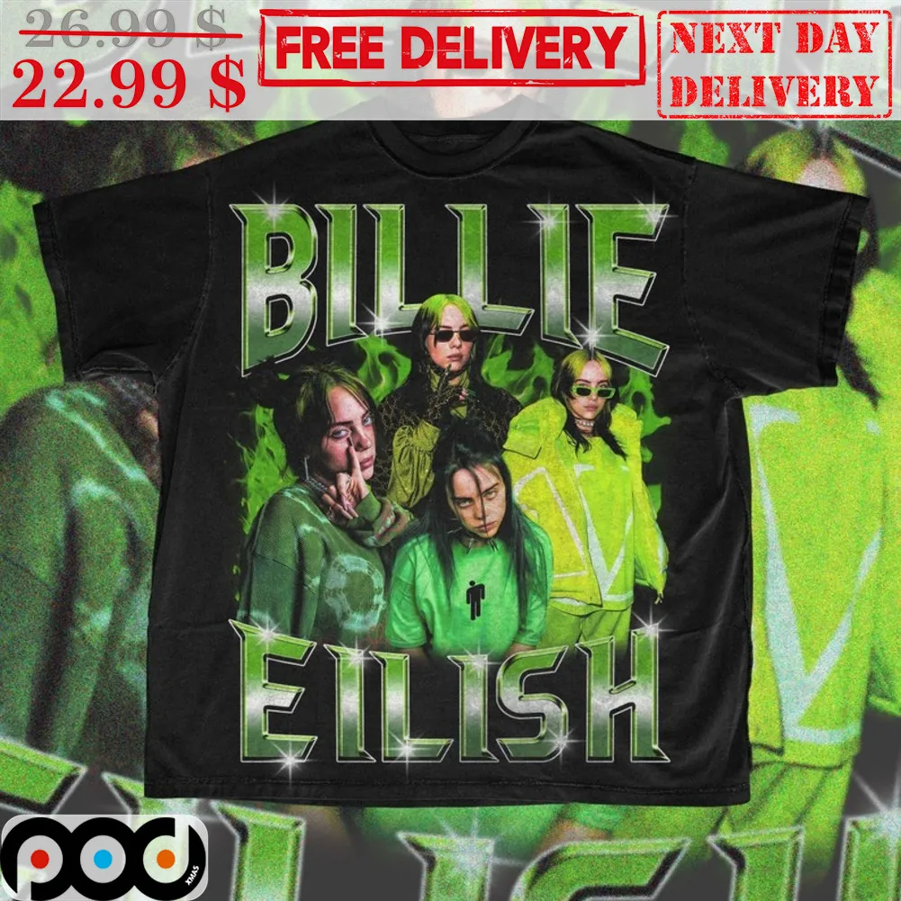 Billie Eilish Bootleg Rap Style Green Shirt