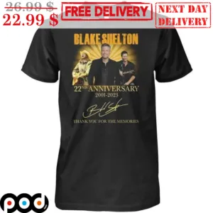 Blake Shelton 22nd Anniversary 2001-2023 Thank You For The Memories Vintage Shirt