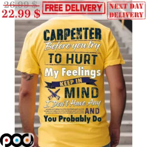 Carpenter Before You Try To Hurt My Feelings Keep In Mind I Don't Have Any And You Probably Do Shirt