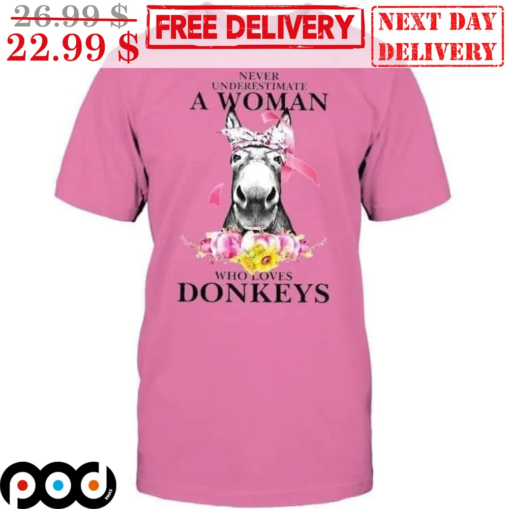 Never Underestimate A Woman Who Loves Donkeys Shirt
