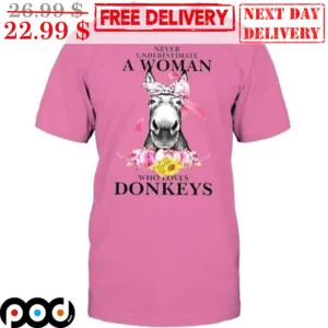 Never Underestimate A Woman Who Loves Donkeys Shirt