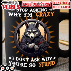 Wolves Stop Asking Why I'm Crazy I Don't Ask Why You're So Stupid Mug