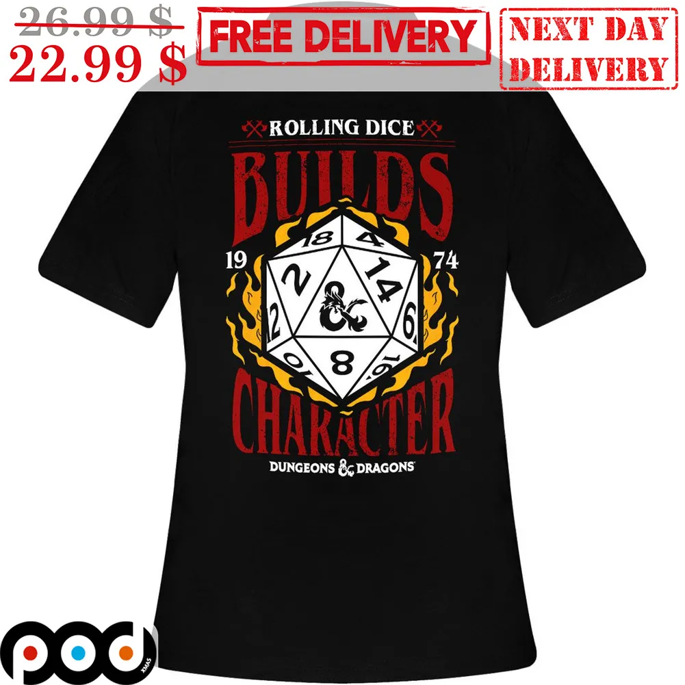 Rolling Dice Builds Character Dungeons & Dragons 1974 Shirt