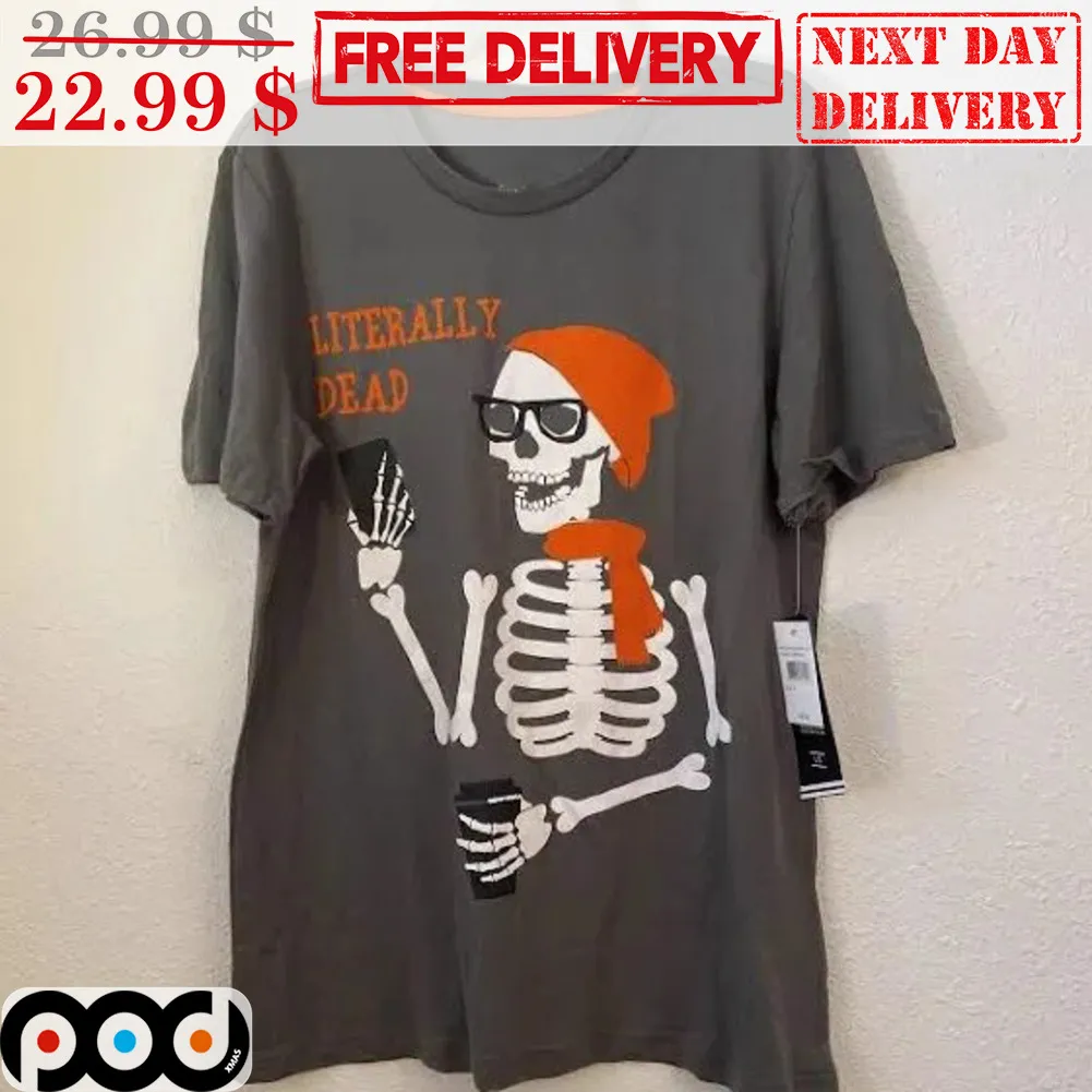 Skeleton Literally Dead Christmas Fun Shirt