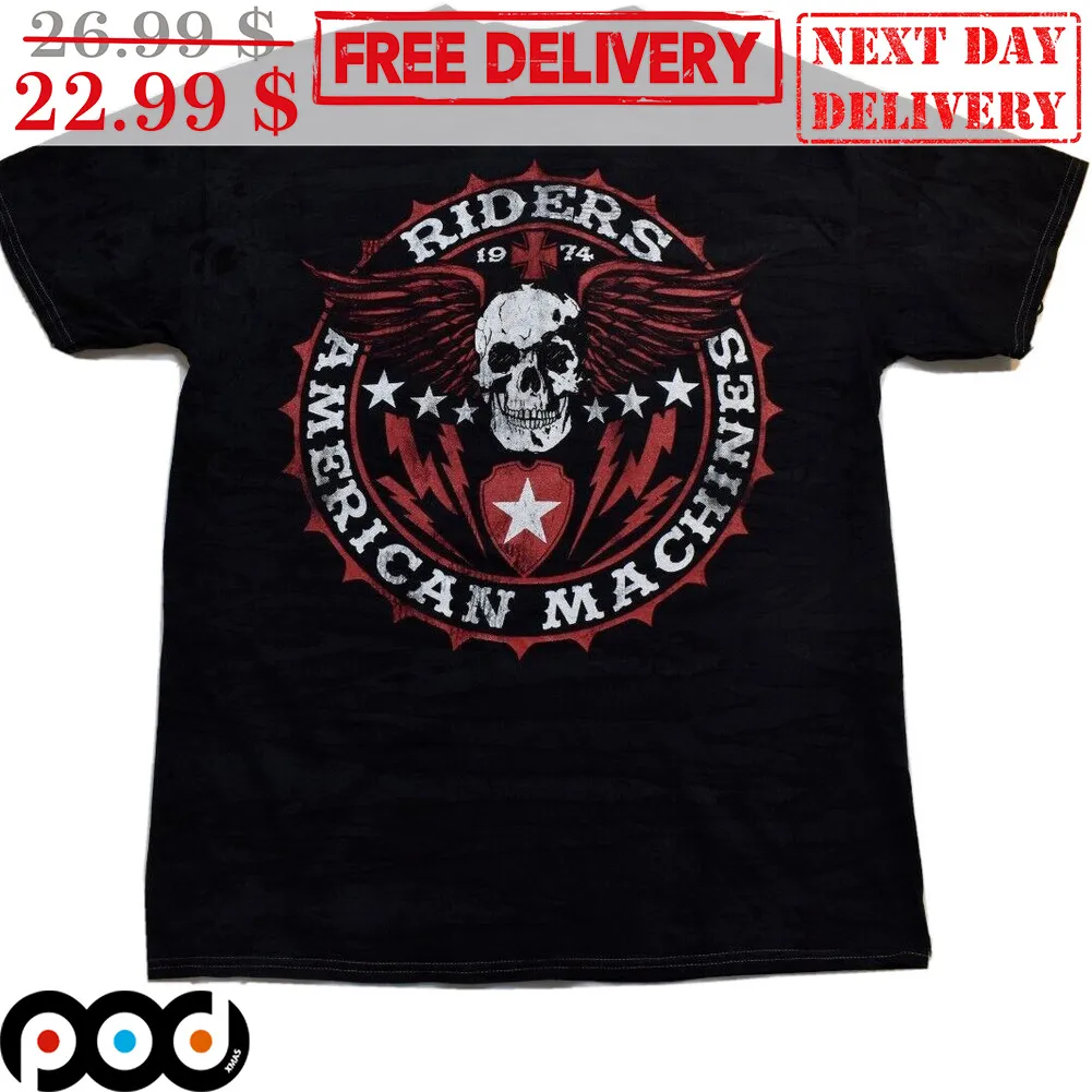 Skull Wings Riders American Machines Vintage Shirt