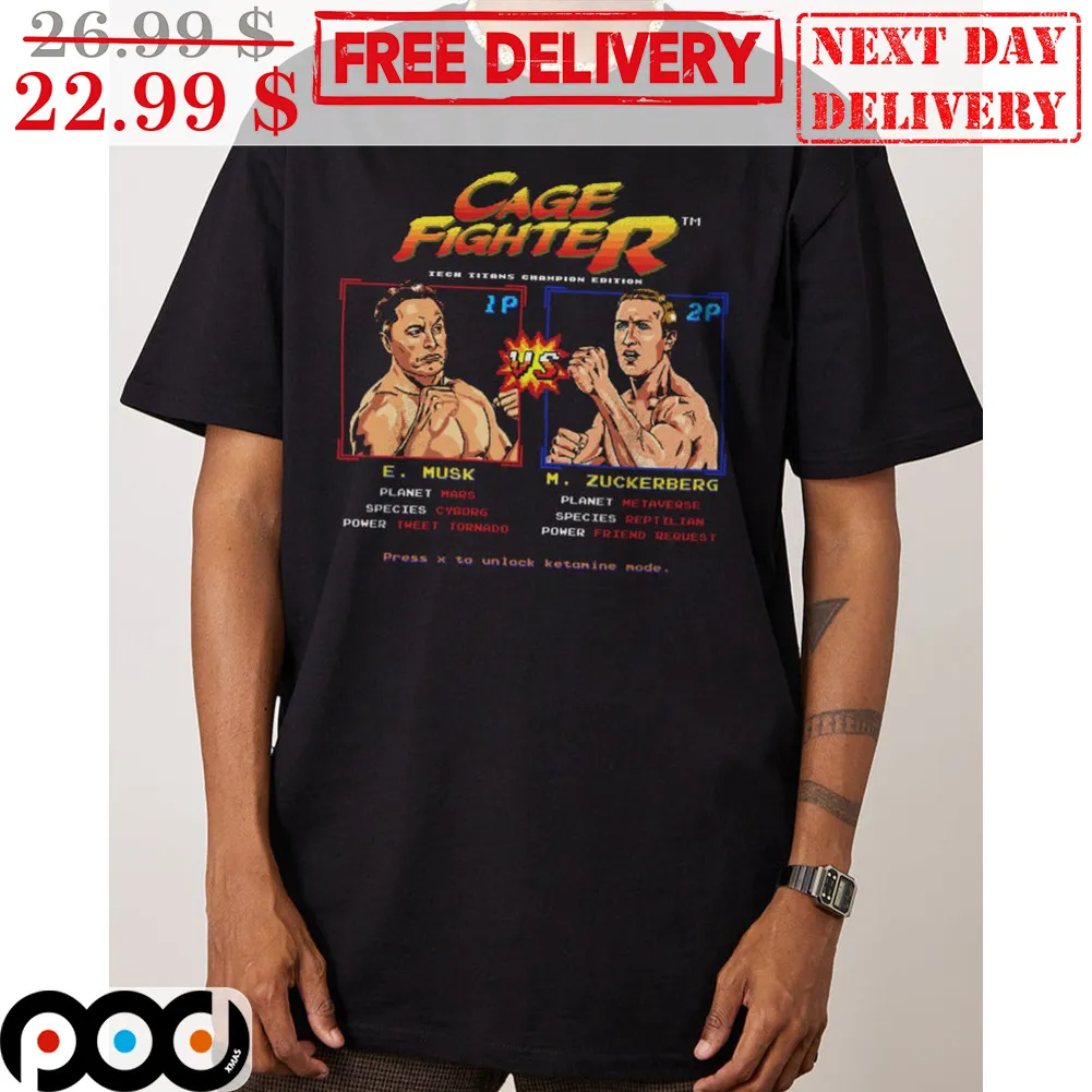 Cage Fighter E Musk Vs M Zuckerberg Fun Shirt