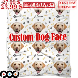 Custom Dog Face Custom Name Blanket