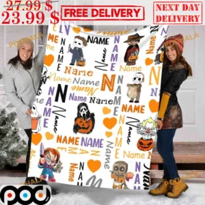 Custom Name Horror Characters Halloween 2023 Blanket