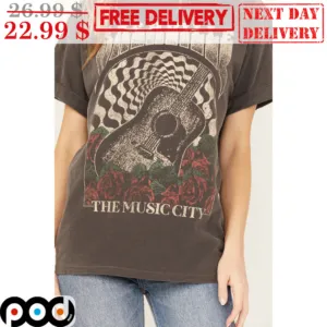 Nashville The Music City Guitar Roses Retro Shirt