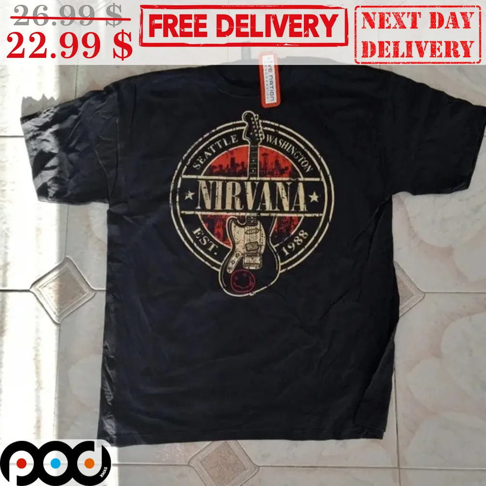 Nirvana Seattle Washington EST 1988 Guitar Retro Shirt