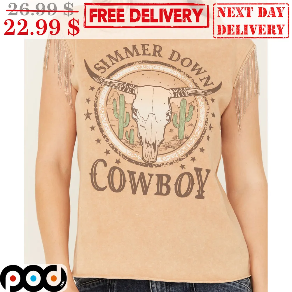 Skull Bull Simmer Down Cowboy Desert Retro Shirt
