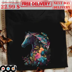 Horses Flower Nature Graphic Shirt