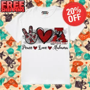 Peace Love Alabama Crimson Tide NFL Vintage Shirt