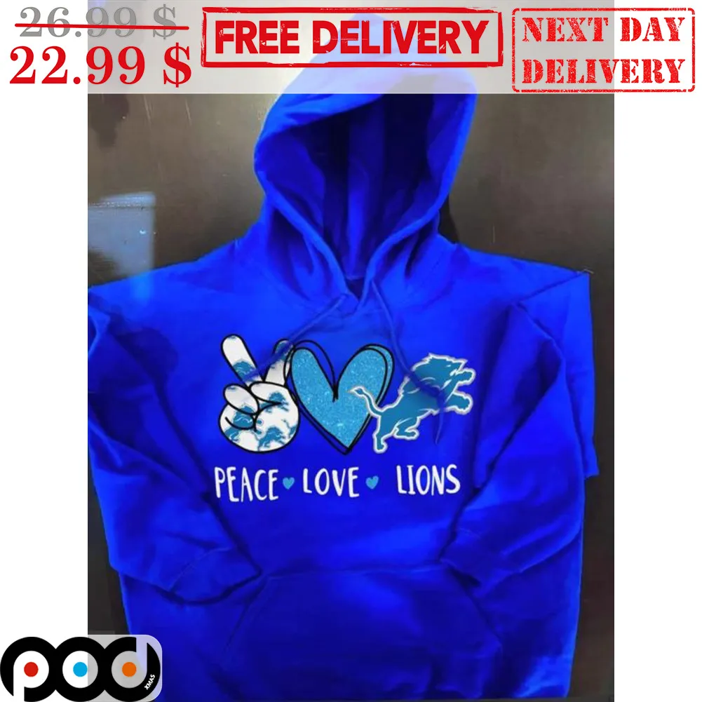 Detroit Lions Peace Love Lions Football Shirt