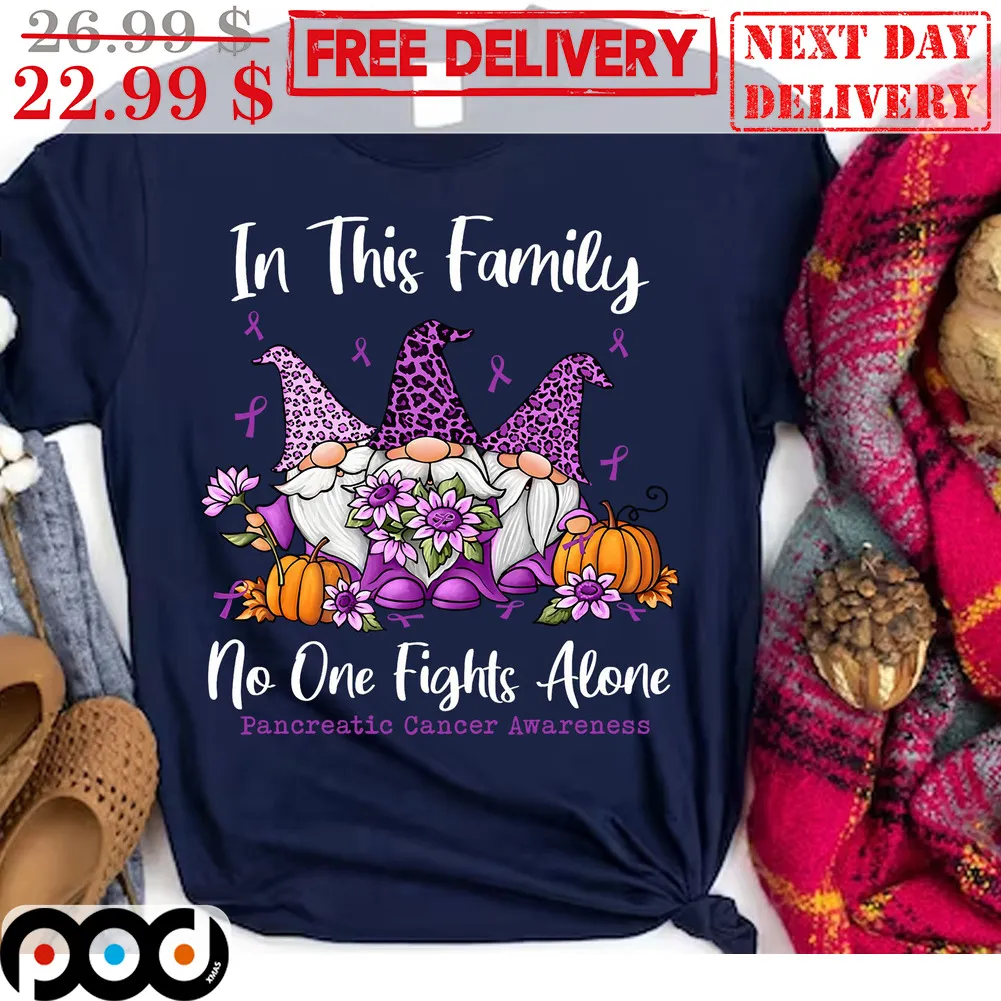 Gnomes In This Family No One Fights Alone Pancreatic Cancer Awareness Halloween 2023 Shirt