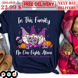 Gnomes In This Family No One Fights Alone Pancreatic Cancer Awareness Halloween 2023 Shirt