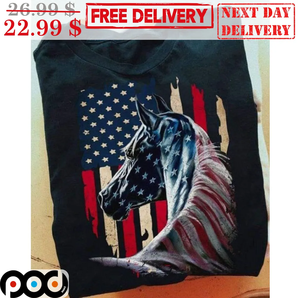 Horses American Flag Vintage Shirt