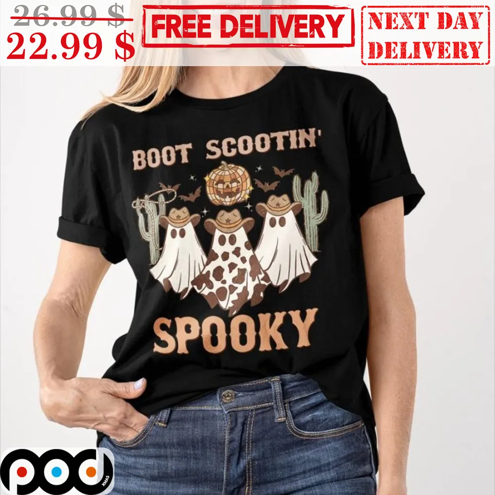 Boo Ghost Cowboys Boot Scootin' Spooky Halloween 2023 Shirt