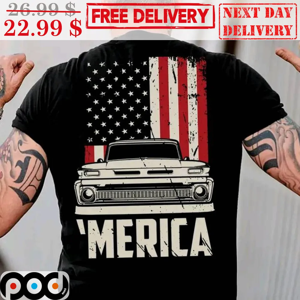 Old Car 'Merica American Flag Vintage Shirt