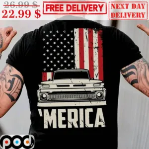 Old Car 'Merica American Flag Vintage Shirt