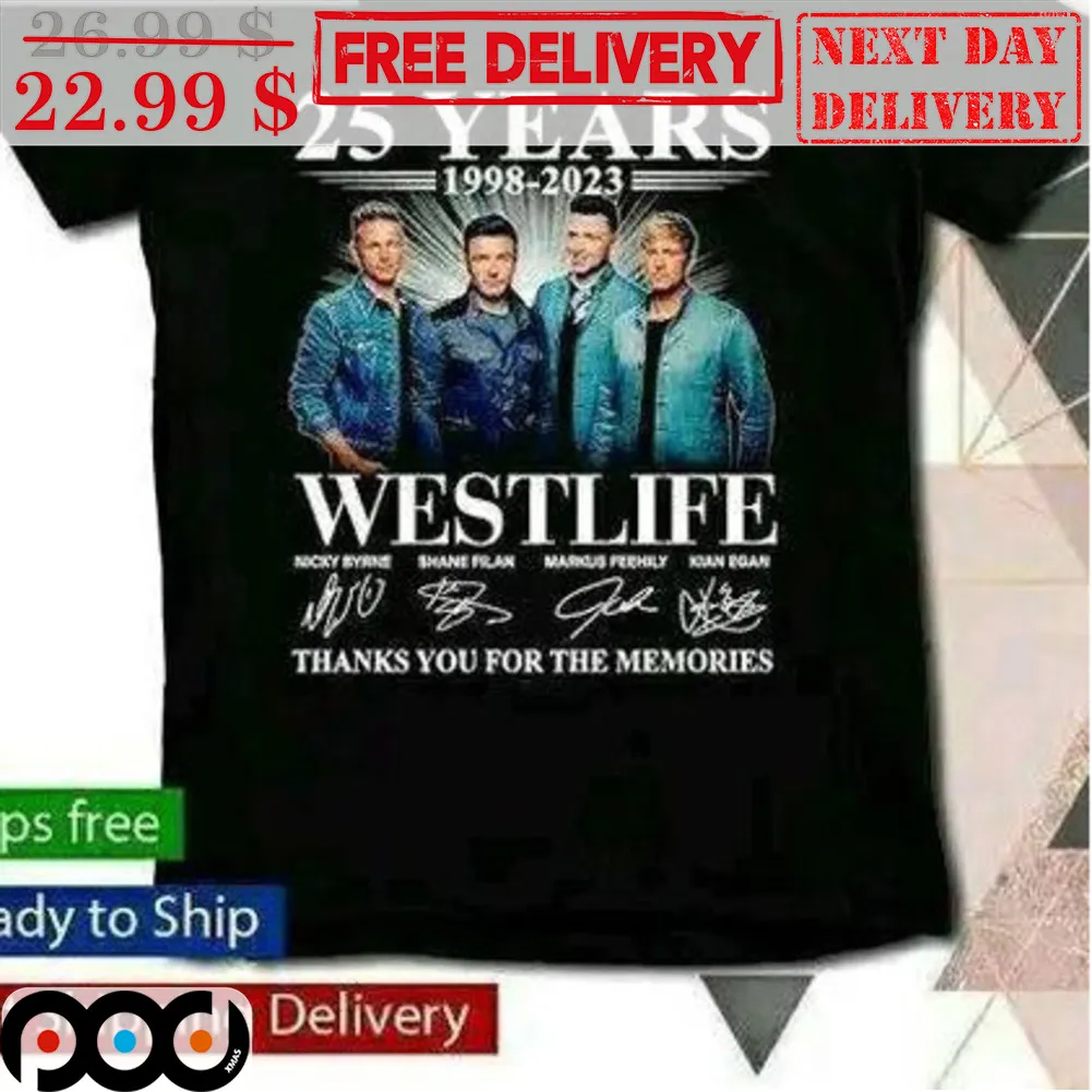 25 Years 1998-2023 Westlife Thank You For The Memories Signature Shirt