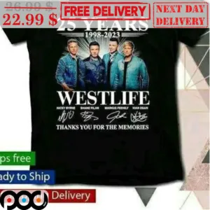 25 Years 1998-2023 Westlife Thank You For The Memories Signature Shirt