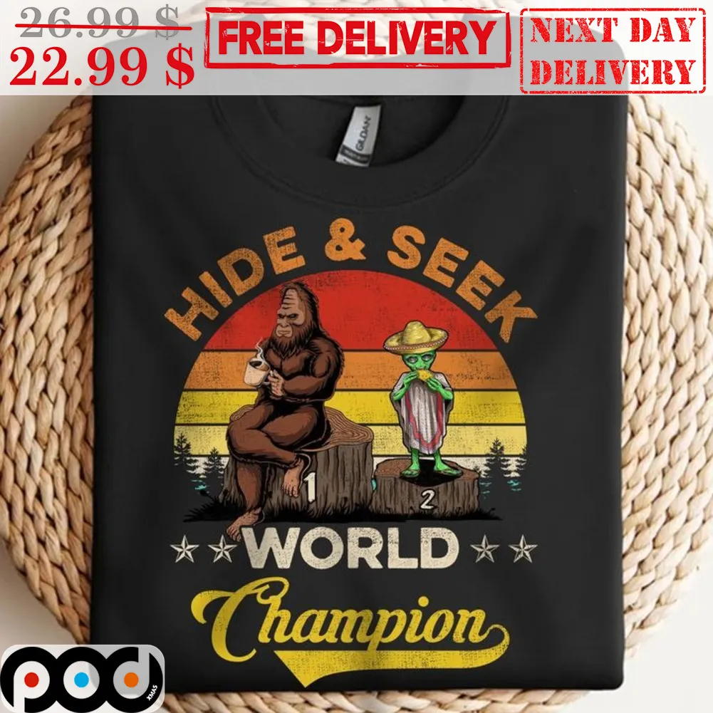 Big Foot Alien Hide And Seek World Champion Retro Vintage Shirt