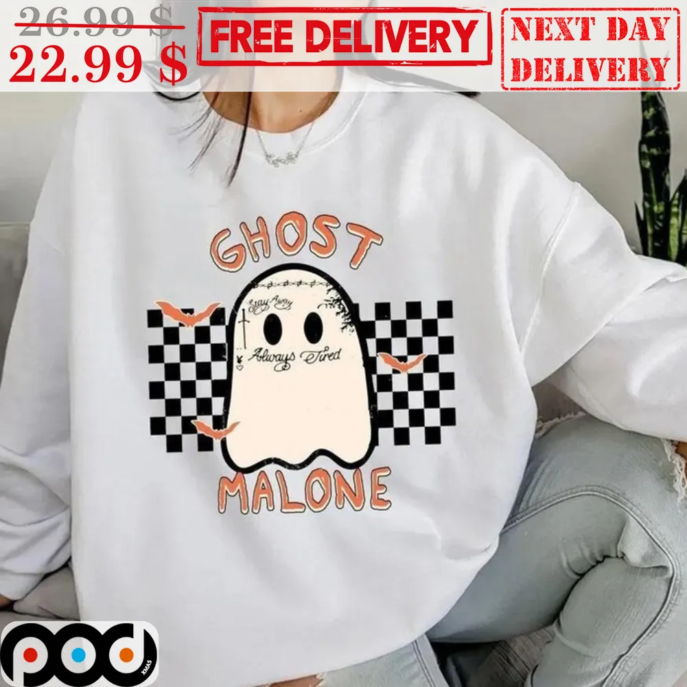 Ghost Malone Stay Away Always Tired Checkerboard Spooky Halloween 2023 Shirt