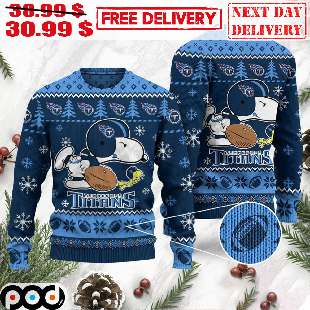 Get Snoopy Tennessee Titans NFL 3D Ugly Christmas Sweatshirt For Free  Shipping • Custom Xmas Gift