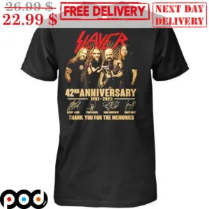 Slayer 42nd Anniversary 1981-2023 Signature Thank You For The Memories Shirt