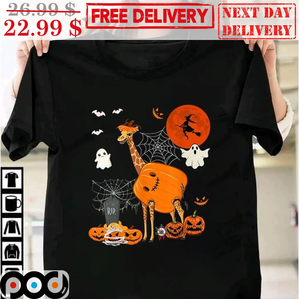 Giraffe Pumpkin Boo Ghost Witch Halloween Night 2023 Shirt
